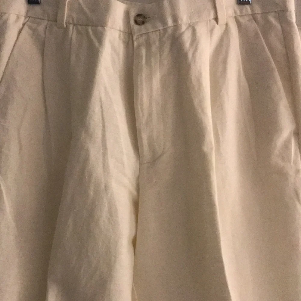 Dockers Premium Presidio Linen Blend White Pleated Cuffs Pants  33x32